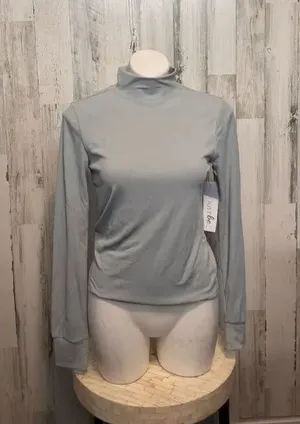 Just Be Mock Neck Long Sleeve Top Women’s Medium Sage Green Stretch Basic thumbnail 1