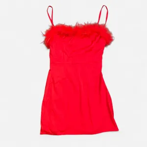 White Fox Boutique Start of Something Feather Mini Dress in Red Size Medium thumbnail 2