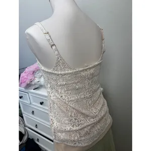 Cabi Womens XS Ivory Lace Floral Camisole Tank Top Adjustable Straps Champagne thumbnail 2