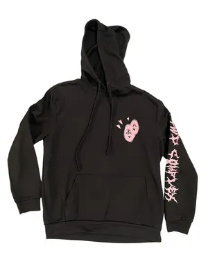 Spencer’s black "SUBubus" hoodie with pink anime-style graphic on the back thumbnail 1
