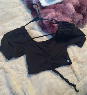 off the shoulder black top thumbnail 1