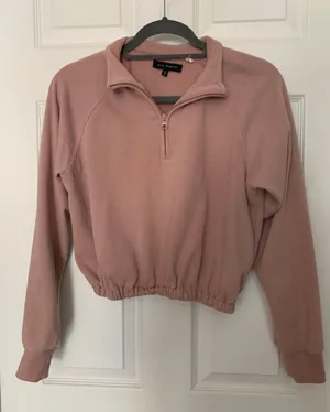 LA Hearts Pink Cropped Half Zip thumbnail 2