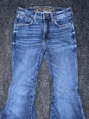 Wrangler Retro High Rise Trumpet Super Flare Bell Bottom Jeans Sz 26x31 Western thumbnail 4