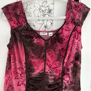 Cato Y2k vintage velvet burnout touched blouse thumbnail 1