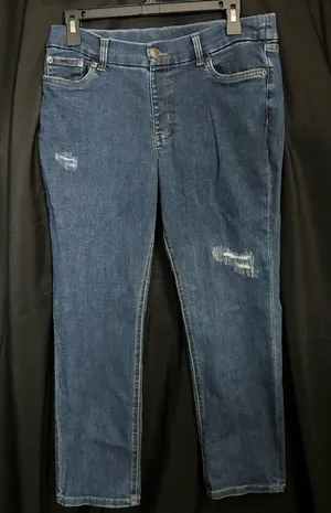 Denim & Company Women’s Dark Blue Distressed Jeans 12P thumbnail 1