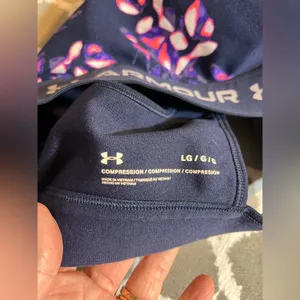 Under Armour Navy / Purple Sports Bra with Pink Floral Pattern athletic running thumbnail 4