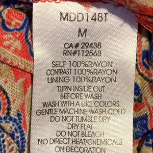 Miss Me Paisley Smocked Waist Handkerchief Hem Mini Dress‎ Red Blue Size Medium thumbnail 3