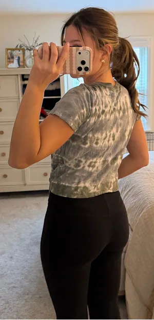 Aerie Green and grey tie dye short sleeve thumbnail 4