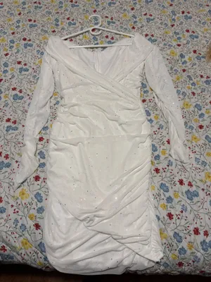 Off shoulder long sleeve white dress  thumbnail 2
