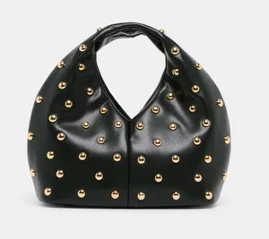 NWOT Dolce Vita Dahlia Studded Hobo HandBag Black Stella with Gold Accents thumbnail 1