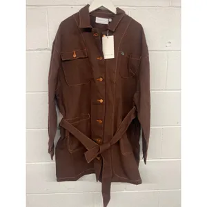 nwt Fifth Label Sz M Sz 6 Brown Cathedral Belted Button Front Shacket Mini Dress thumbnail 2