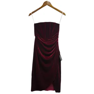 Lulus Masterfully Flirty Berry Red Velvet Bustier Midi Dress size XS NWT thumbnail 3