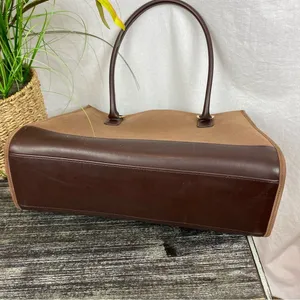 Diane Von Furstenberg Brown & Tan Suede Large Maxi Tote Bag Handbag thumbnail 6