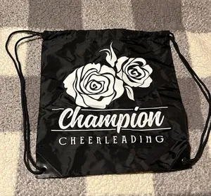 Varsity New Champion Cheerleading String Backpack Black Rose Cheer NWOT thumbnail 1