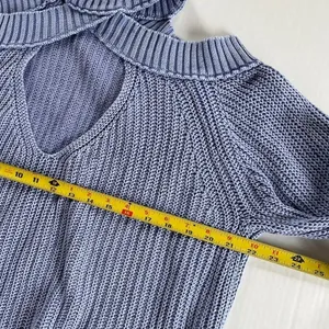 Free People Off Shoulder Cutout Pullover Chunky Knit Top Stretch Sweater, Size L thumbnail 10