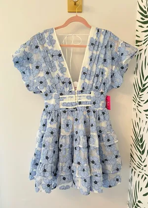 BuddyLove Blue Mini Plunge Dress thumbnail 1