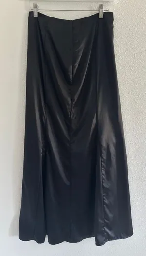 Divided Satin Maxi Skirt Womens 4 Black Whimsigoth Grunge Rock Event‎ Party thumbnail 1