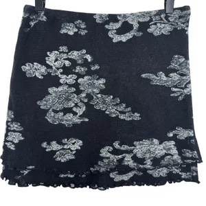 Free People Poppy Mesh Mini Skirt Black & White Floral Size Small Cotton thumbnail 3