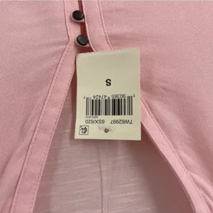 Lucky Brand Light Pink Woven Mix Henley Top Size‎ S thumbnail 3