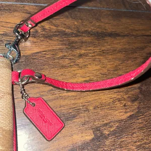 Coach Peyton Signature Go-Go Wristlet Wallet in Khaki and Red thumbnail 8