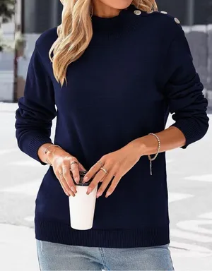 Amazon Kirundo Navy Button Mockneck medium thumbnail 1