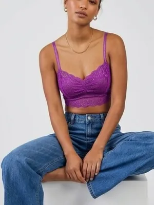 PINK Victoria's Secret Purple Lace Bralette Size Medium thumbnail 7