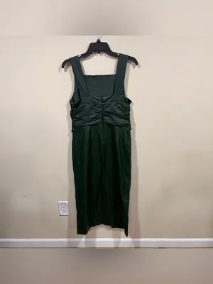 NWOT By Anthropologie Green Twist-Front Faux Leather Dress Size 8 thumbnail 4