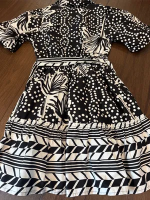 Band of the Free Black & White Floral Polka Dot Dress Size Small - C11-719 thumbnail 9