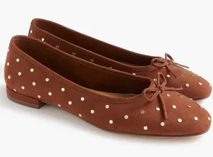 J.Crew Faux-suede studded ballet flats thumbnail 1