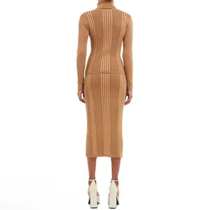 French Connection Mari Brown Side‎ Slit Long Dressy Pencil Skirt thumbnail 2