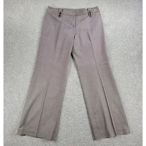 Ann Taylor Womens Dress Pants 12 Brown Textured Wide Leg Career Ankle Trouser thumbnail 1