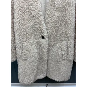 ZARA Teddy Coat Cream Sherpa‎ Fleece Button Front Oversized Jacket Women M thumbnail 3