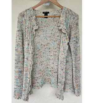 BCBGMAXAZRIA XL Multicolor Knit Cardigan Boho Chunky Sweater Button Up Fairy thumbnail 5