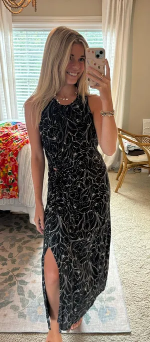 Greylin black floral dress thumbnail 1