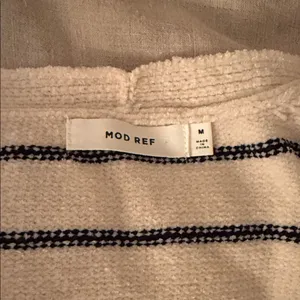 MOD REF Striped Beige Cropped Knit Cardigan Sweater thumbnail 4
