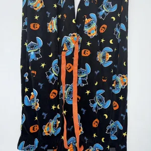Disney Stitch Pajama Pants Womens Medium Lounge Jogger PJ Black Halloween thumbnail 2