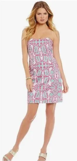 KAELI SMITH‎ Meghan Shell Mirror Sundress Dress Aqua/Pink thumbnail 1