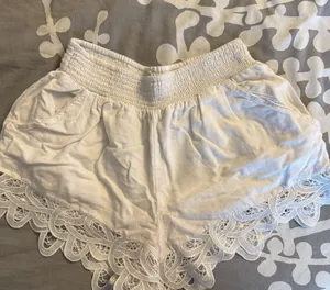 American Eagle White Flowy Shorts  thumbnail 1