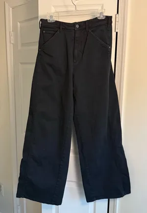 Anthropologie Pilcro Breaker Wide Leg Cotton Pants Navy Blue Elastic Waist - Size Small thumbnail 1