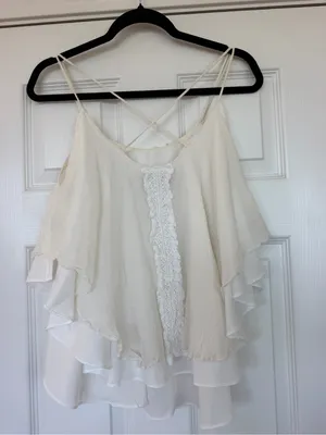 The Addison Story for Anthropologie White Silk Lace Boho Tank Top 🤍 thumbnail 2