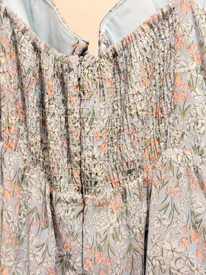 ASTR Pale Blue Floral Tiered Sweetheart Maxi Boho Dress Flutter Straps Size S thumbnail 10