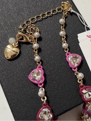NWT Betsey Johnson Pink Heart Crystal Necklace thumbnail 5
