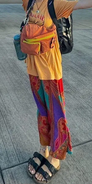 Colorful Pattern Loose Fit Pants Multiple Size M thumbnail 4