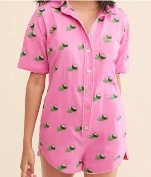 Farm Rio Cross stitch Coconut Romper size‎ medium thumbnail 1