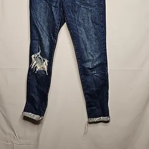 Free People we the free RARE button fly raw hem blue skinny high rise jeans 27 thumbnail 2