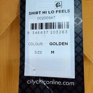 City Chic Tunic Womens 18 Gold High-Low Sheer Roll-Tab‎ Sleeve Boho Minimalist thumbnail 7