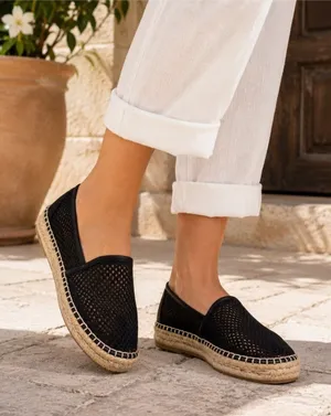 Steve Madden Baywalk Black Mesh Espadrille Platform Flat thumbnail 1