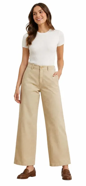 Lauren Ralph Lauren Women Pants Size 6 Beige Wide Leg Trouser Minimalist Coastal thumbnail 1