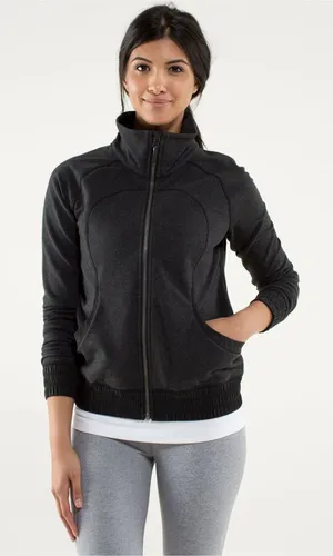 Lululemon Blissed Out Grey Scuba Jacket Size Small to Medium thumbnail 1