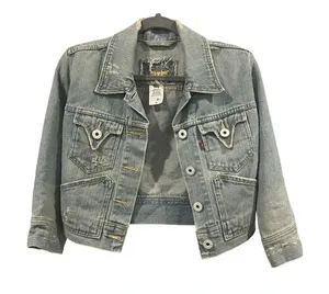 🧥 Levi’s Denim Jacket 💙 Distressed Medium‎ Wash Jean Trucker Style M 🧥 thumbnail 1